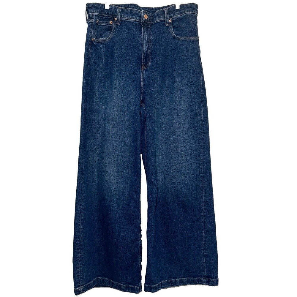 Gap Extra High Rise Stride Wide Leg Plus Jeans Women’s 18/34R Medium Indigo